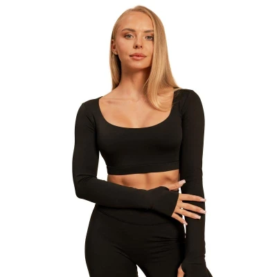 GymBeam Sense Black dámský sportovní top s dlouhým rukávem