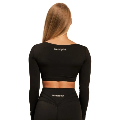 GymBeam Sense Black dámský sportovní top s dlouhým rukávem