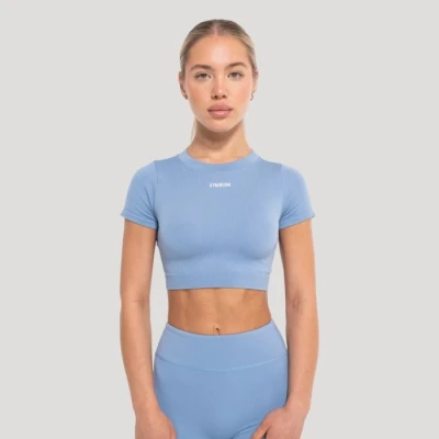 GymBeam Dámský top Crop Flow Azure –