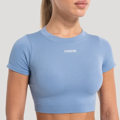 GymBeam Dámský top Crop Flow Azure –