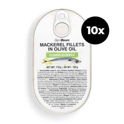 GymBeam Filety z makrely v olivovém oleji 10 x 170 g
