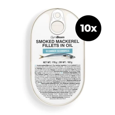 GymBeam Filety z uzené makrely v oleji 10 x 170 g
