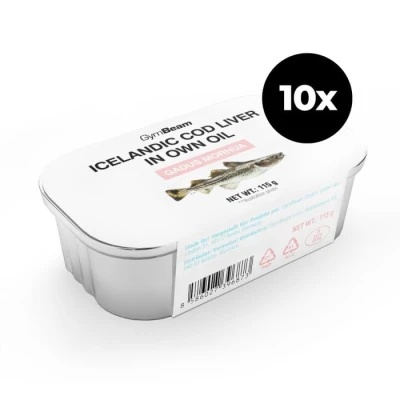 GymBeam Islandská tresčí játra ve vlastním oleji 10 x 115 g