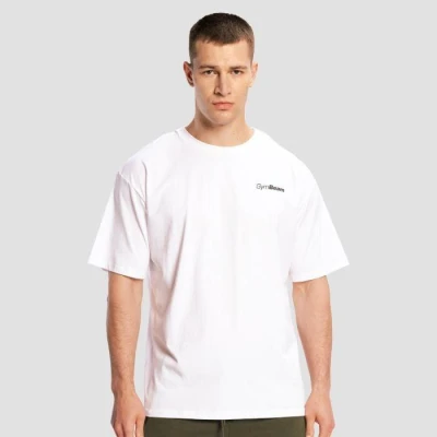 GymBeam Limitless White pánské oversized tričko