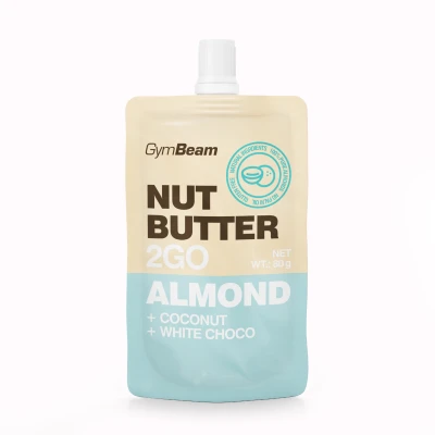 GymBeam Mandlové máslo 2GO s kokosem a bílou čokoládou 20 x 80 g