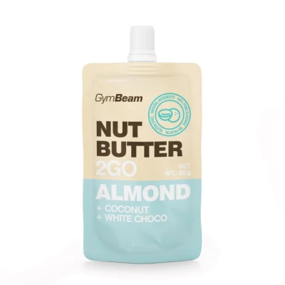 GymBeam Mandlové máslo 2GO s kokosem a bílou čokoládou 80 g