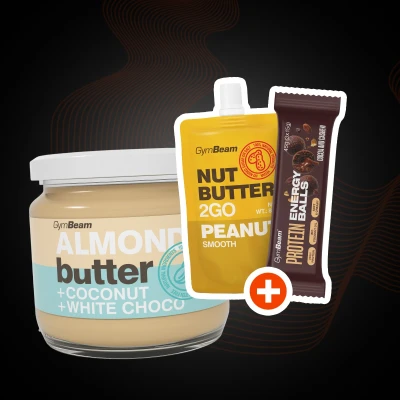 GymBeam Mandlové máslo s kokosem a bílou čokoládou 340 g