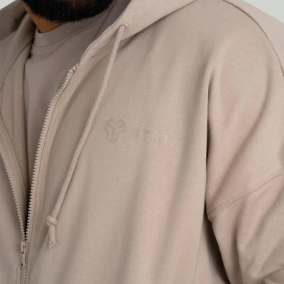 GymBeam STRIX Mikina Zip Taupe