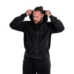 GymBeam STRIX Mikina Zip Washed Black