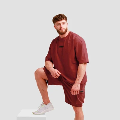 GymBeam Unstoppable Red pánské oversized tričko