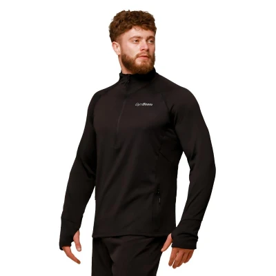 GymBeam Pulse Black pánská běžecká mikina 1/2 zip