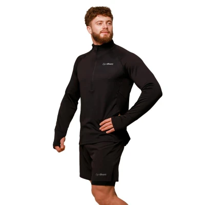 GymBeam Pulse Black pánská běžecká mikina 1/2 zip