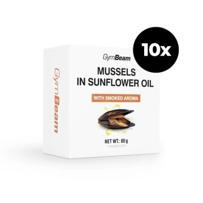 GymBeam Slávky ve slunečnicovém oleji s uzenou příchutí 10 x 80 g