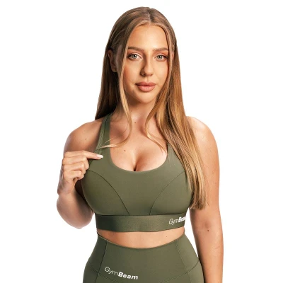 GymBeam Sportovní podprsenka Combat Olive Grey