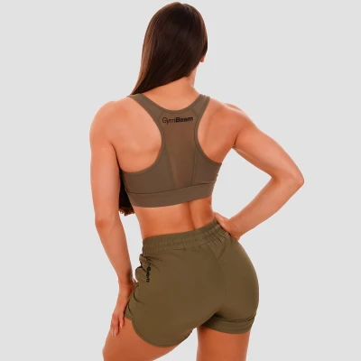 GymBeam Sportovní podprsenka Mesh Panel olive