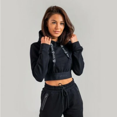 STRIX Dámská mikina Essential Cropped Hoodie Black STRIX Dámská mikina Essential Cropped Hoodie Black