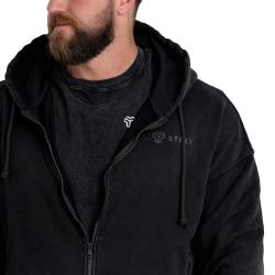 GymBeam STRIX Mikina Zip Washed Black