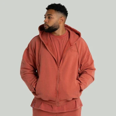 GymBeam STRIX Mikina Zip Washed Terra GymBeam STRIX Mikina Zip Washed Terra