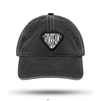 GymBeam Sunday Dad Cap Washed Black pánská kšiltovka