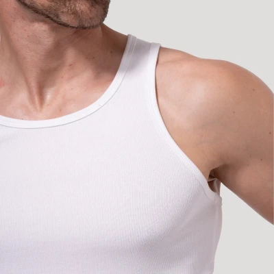GymBeam Persistence Ribbed White pánské tílko