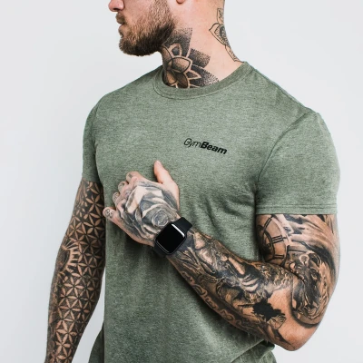 GymBeam Tričko Basic Heather Military