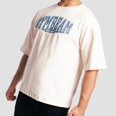 GymBeam Tričko Boxy Athletic Society Cream