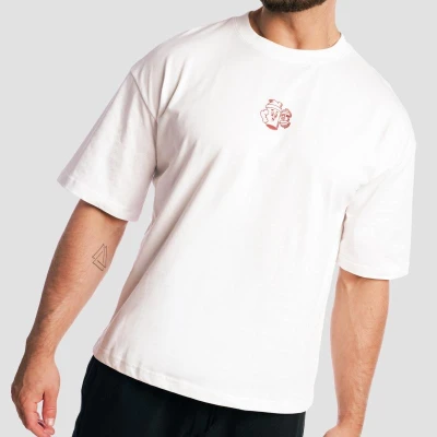 GymBeam Tričko Boxy Shaker White