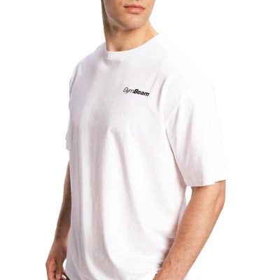 GymBeam Limitless White pánské oversized tričko