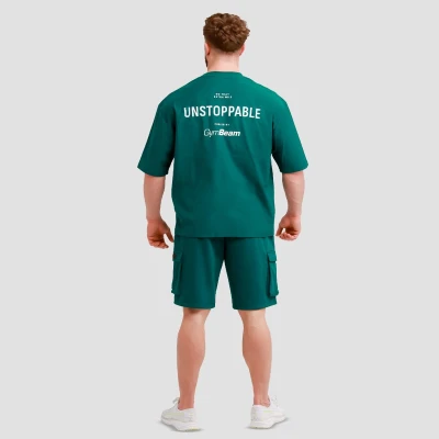 GymBeam Unstoppable Green pánské oversized tričko