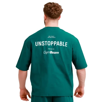 GymBeam Unstoppable Green pánské oversized tričko