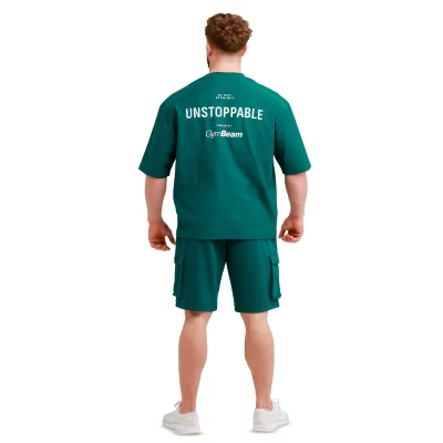 GymBeam Unstoppable Green pánské oversized tričko