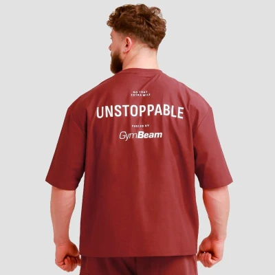 GymBeam Unstoppable Red pánské oversized tričko