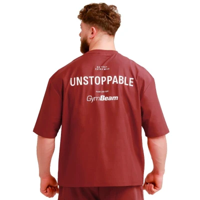 GymBeam Unstoppable Red pánské oversized tričko