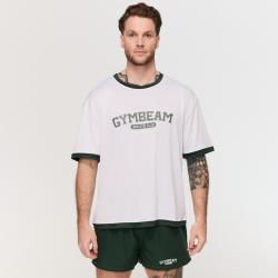 GymBeam Tričko Oversized Varsity White