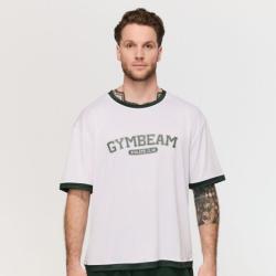 GymBeam Tričko Oversized Varsity White GymBeam Tričko Oversized Varsity White
