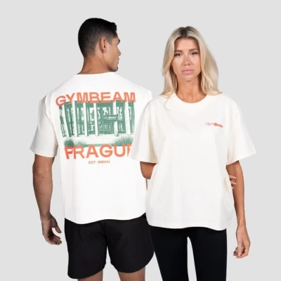GymBeam Prague Cream unisex tričko s krátkým rukávem