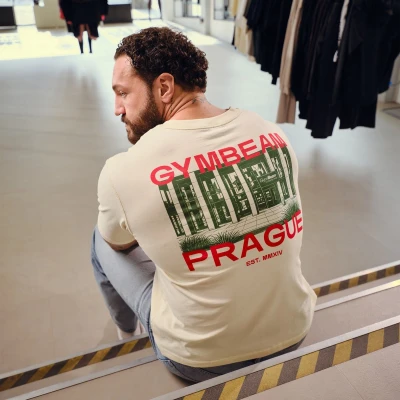 GymBeam Prague Cream unisex tričko s krátkým rukávem