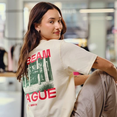 GymBeam Prague Cream unisex tričko s krátkým rukávem