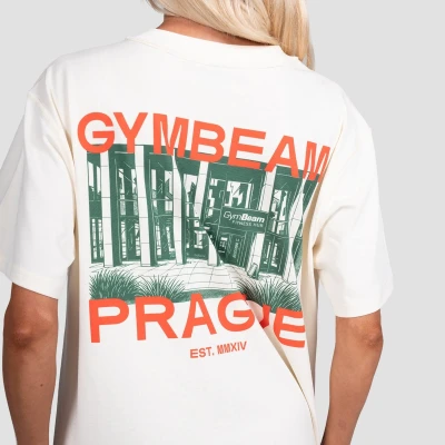 GymBeam Prague Cream unisex tričko s krátkým rukávem
