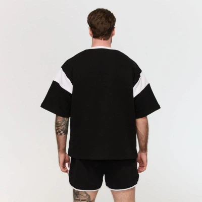 GymBeam Tričko Premium Heavyweight Varsity Black