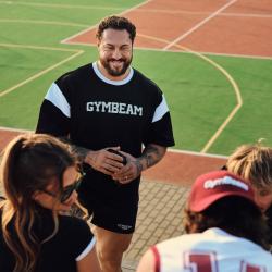 GymBeam Tričko Premium Heavyweight Varsity Black
