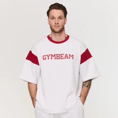 GymBeam Premium Heavyweight Varsity White pánské tričko