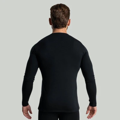 GymBeam MERINO I Black pánské tričko s dlouhým rukávem