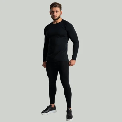 GymBeam MERINO I Black pánské tričko s dlouhým rukávem