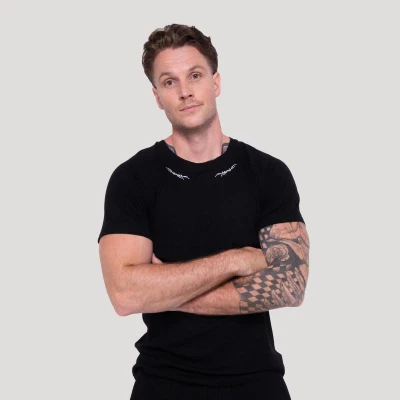GymBeam Tričko Tribal Ribbed Black