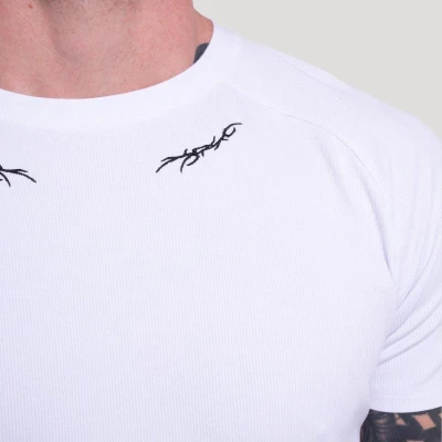GymBeam Tričko Tribal Ribbed White