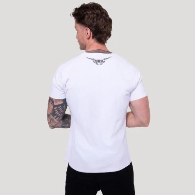 GymBeam Tričko Tribal Ribbed White