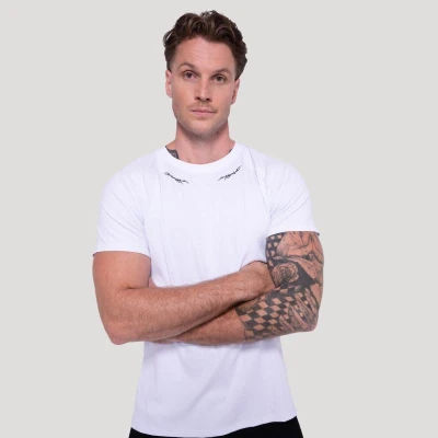 GymBeam Tričko Tribal Ribbed White
