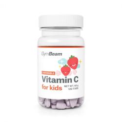 GymBeam Vitamín C, tablety na cucání pro děti 120 tab. POUZE jahoda (VÝPRODEJ)