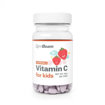 GymBeam Vitamín C, tablety na cucání pro děti 120 tab. POUZE jahoda (VÝPRODEJ)